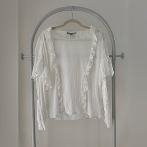 All Saints Women's White Ruffle Cotton Top